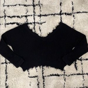 Oversized Cropped Black Sweater